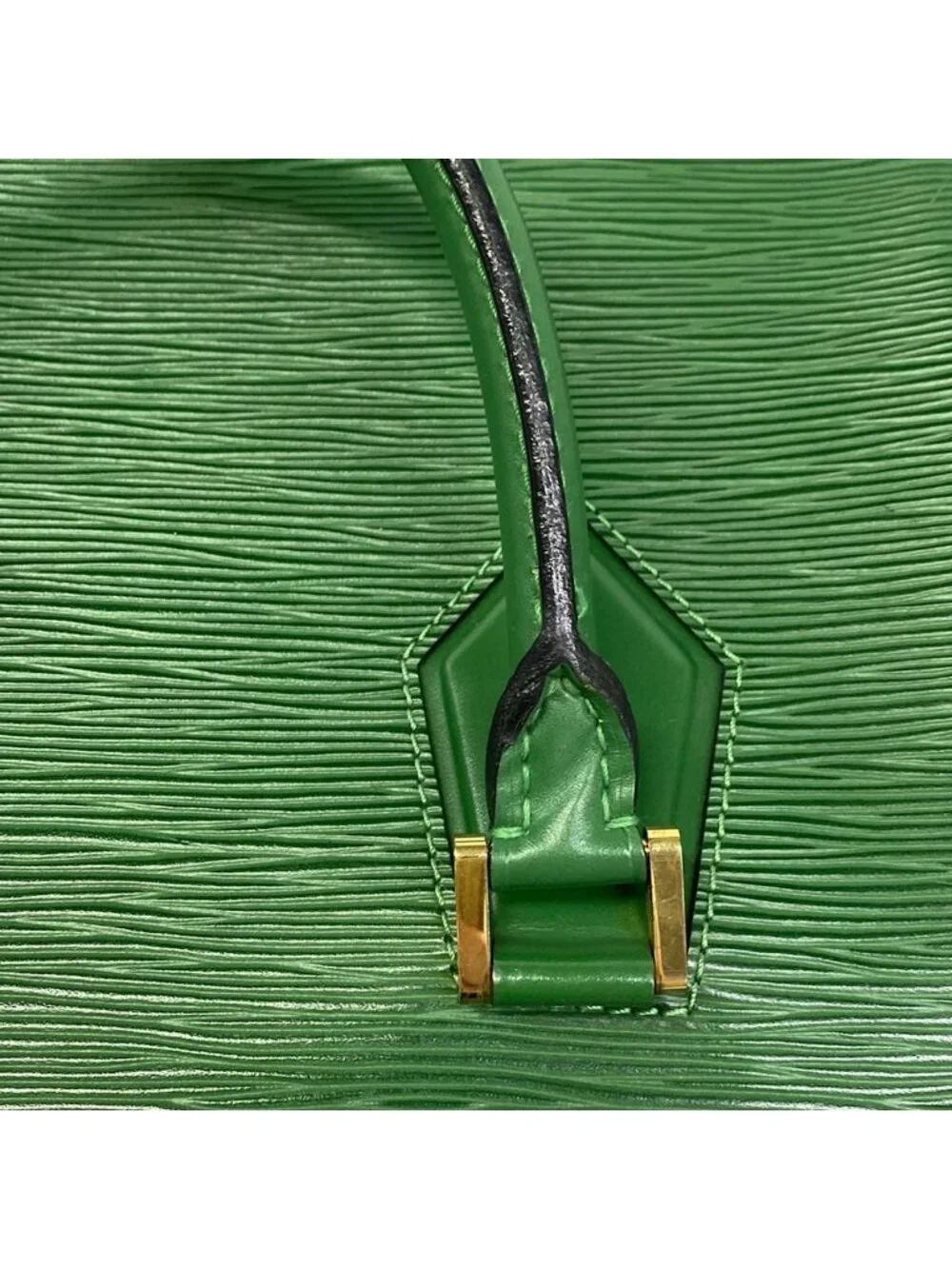 Louis Vuitton Handbag Epi Blanc Borneo Green Leather